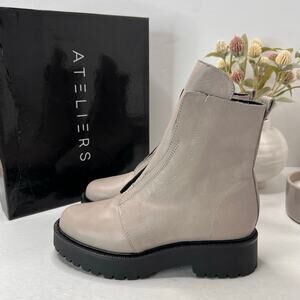 Ateliers Koil Leather Combat Platform Lug Sole Boot Cement in Beige Women 5 NWB